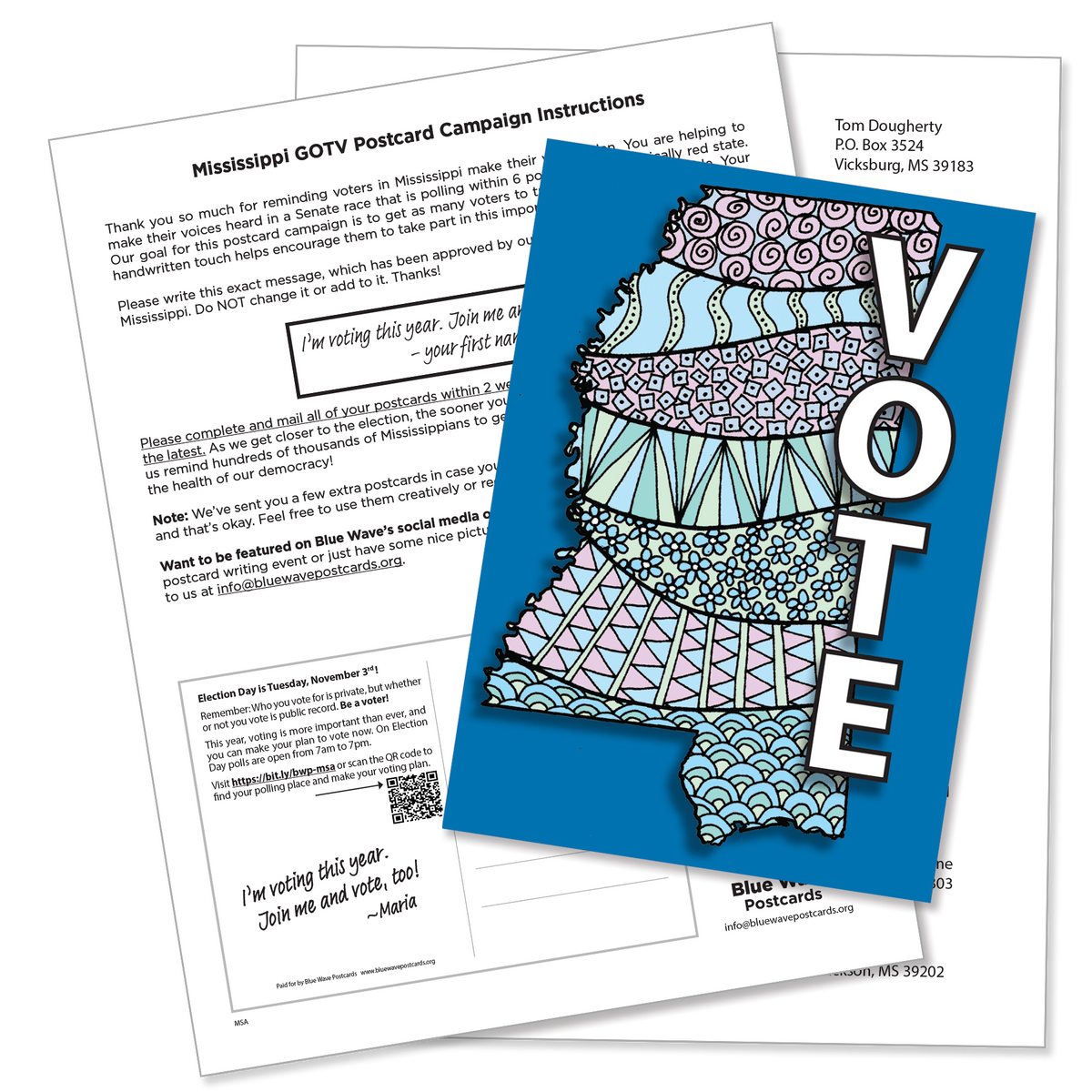 Mississippi Get Out the Vote Postcard Kit (100 postcards and address labels)