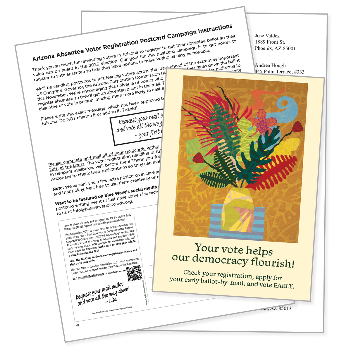 Arizona Absentee Voter Registration Postcard Kit (100 postcards and address labels)
