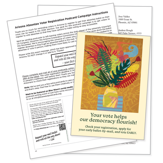 Arizona Absentee Voter Registration Postcard Kit (100 postcards and address labels)
