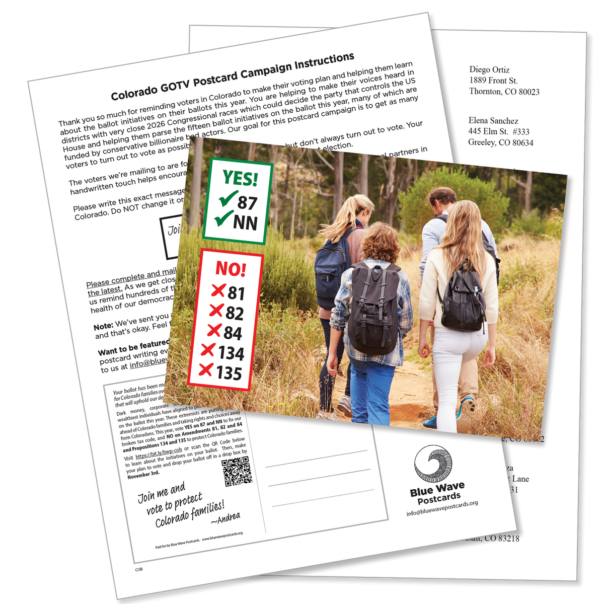 Colorado Get Out the Vote Postcard Kit (100 postcards and address labels)