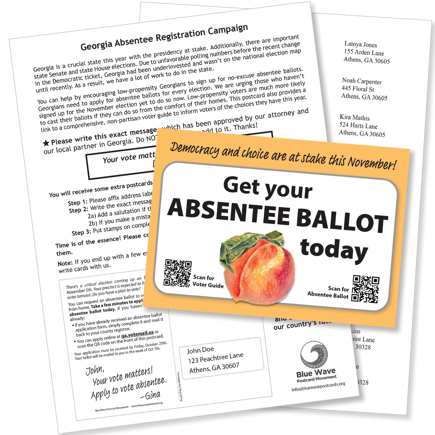 Georgia Absentee Registration #2 Postcard Kit (100 postcards and address labels)