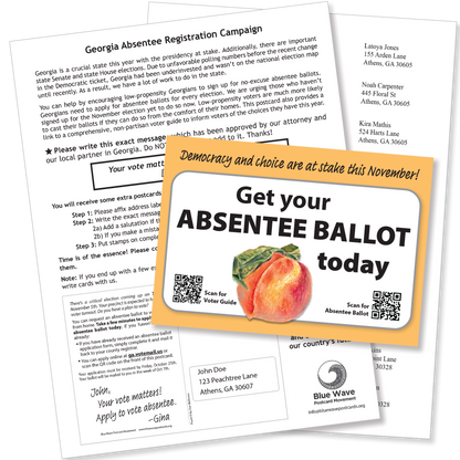 Georgia Absentee Registration #2 Postcard Kit (100 postcards and address labels)