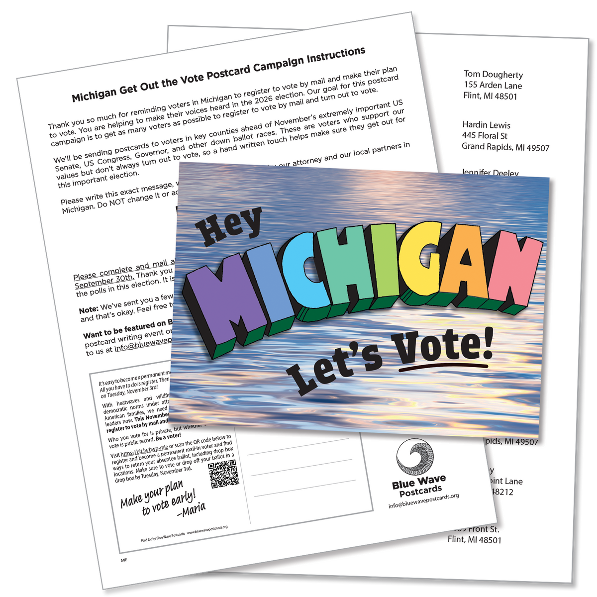Michigan Get Out the Vote Postcard Kit (100 postcards and address labels)