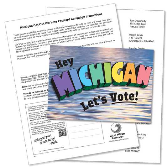 Michigan Get Out the Vote Postcard Kit (100 postcards and address labels)