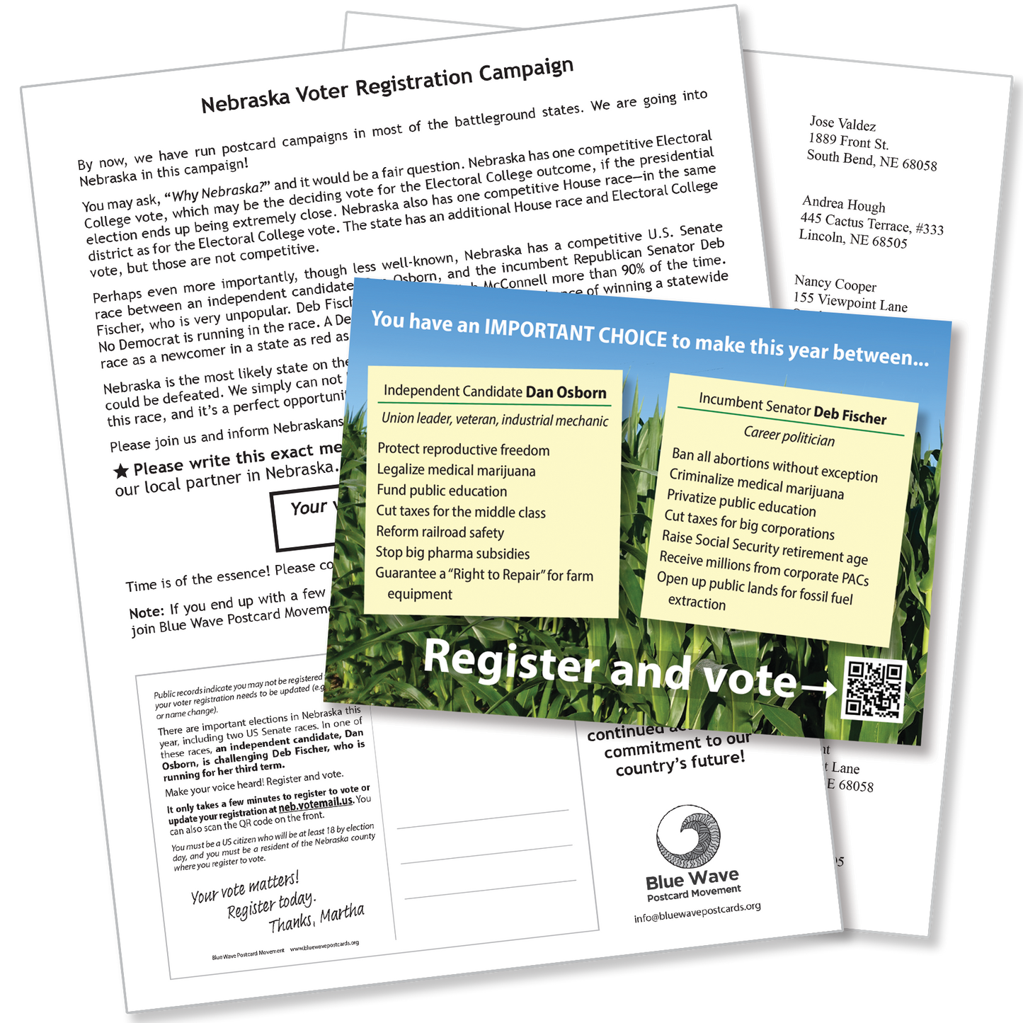 Nebraska Voter Registration Postcard Kit (100 postcards and address labels)