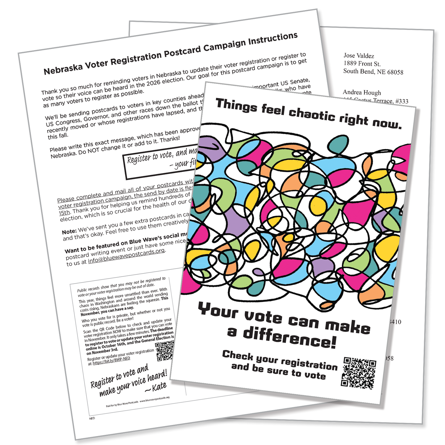 Nebraska Voter Registration Postcard Kit (100 postcards and address labels)