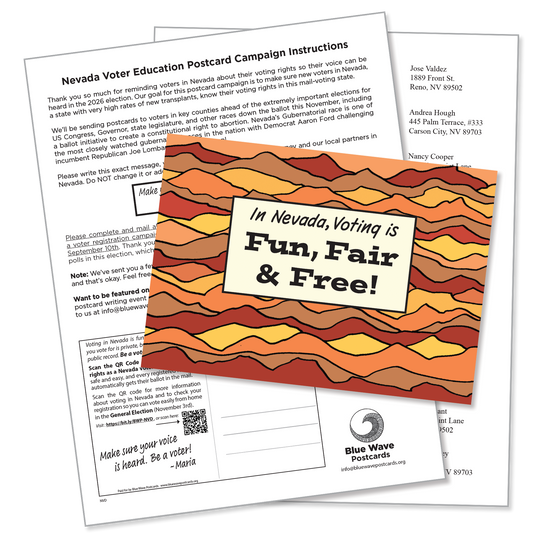 Nevada Voter Education Postcard Kit (100 postcards and address labels)