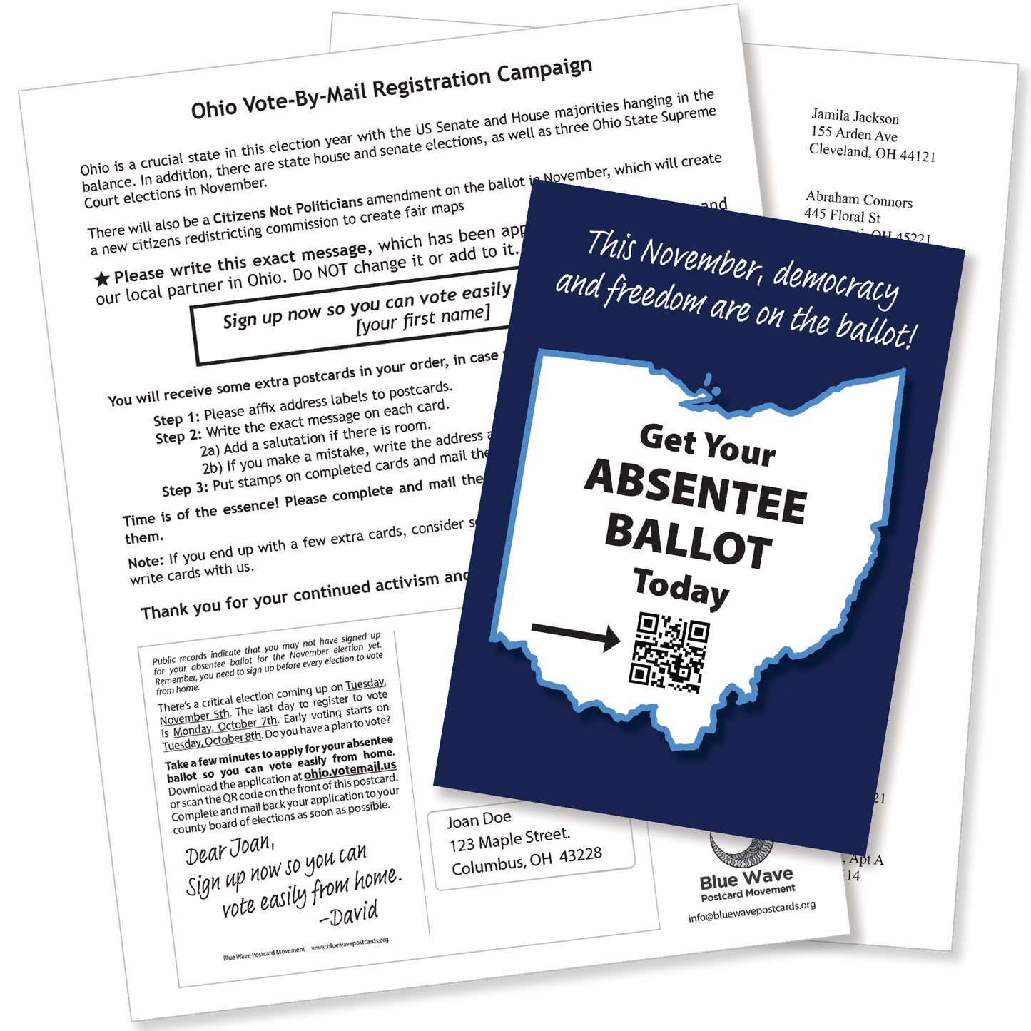 Ohio Vote By Mail Registration Postcard Kit (100 postcards and address labels)