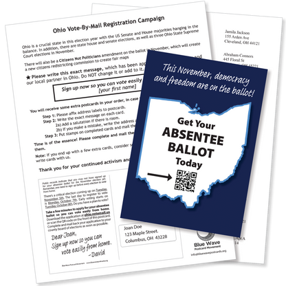 Ohio Vote By Mail Registration Postcard Kit (100 postcards and address labels)