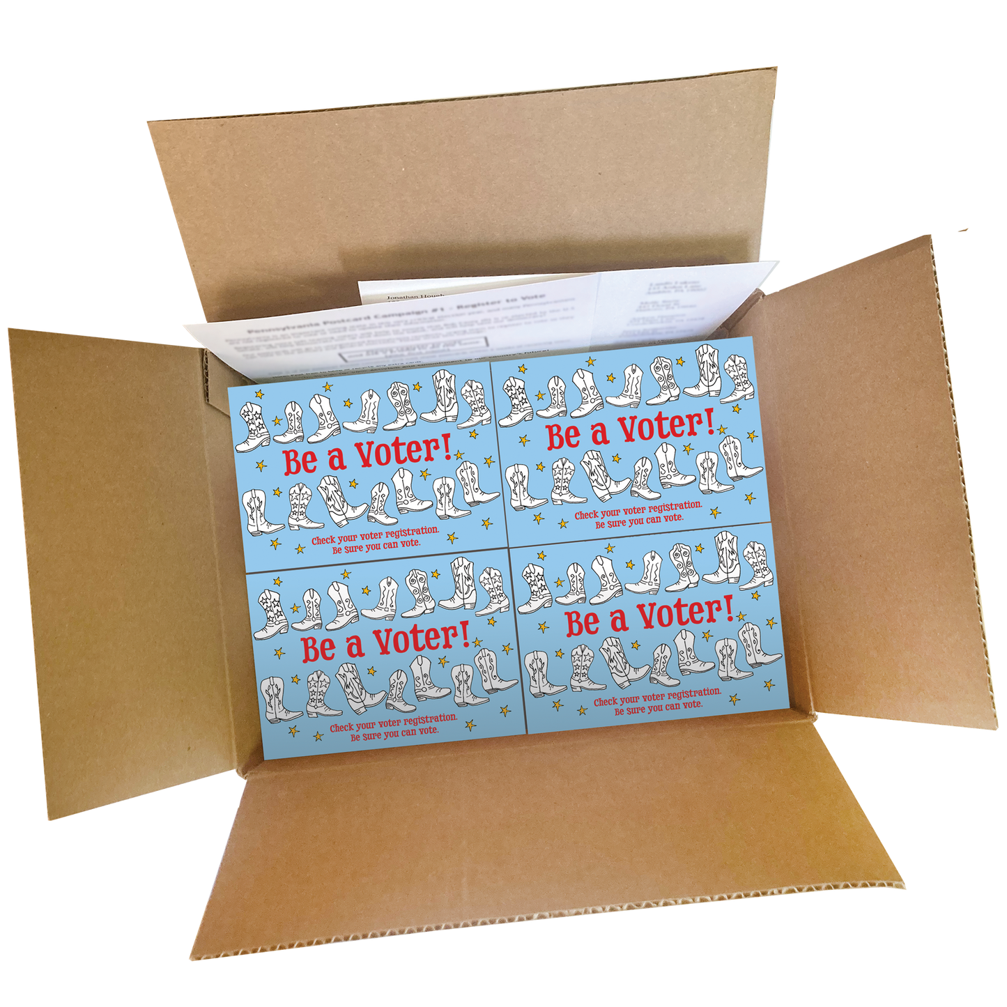 Texas Voter Registration Postcard Box (2000 postcards and address labels)