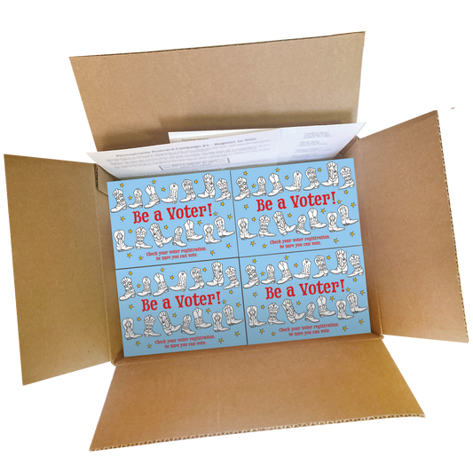 Texas Voter Registration Postcard Box (2000 postcards and address labels)