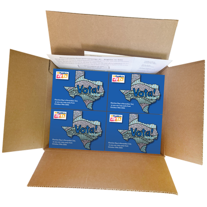 Texas Bilingual Get Out the Vote Postcard Box (2000 postcards and address labels)